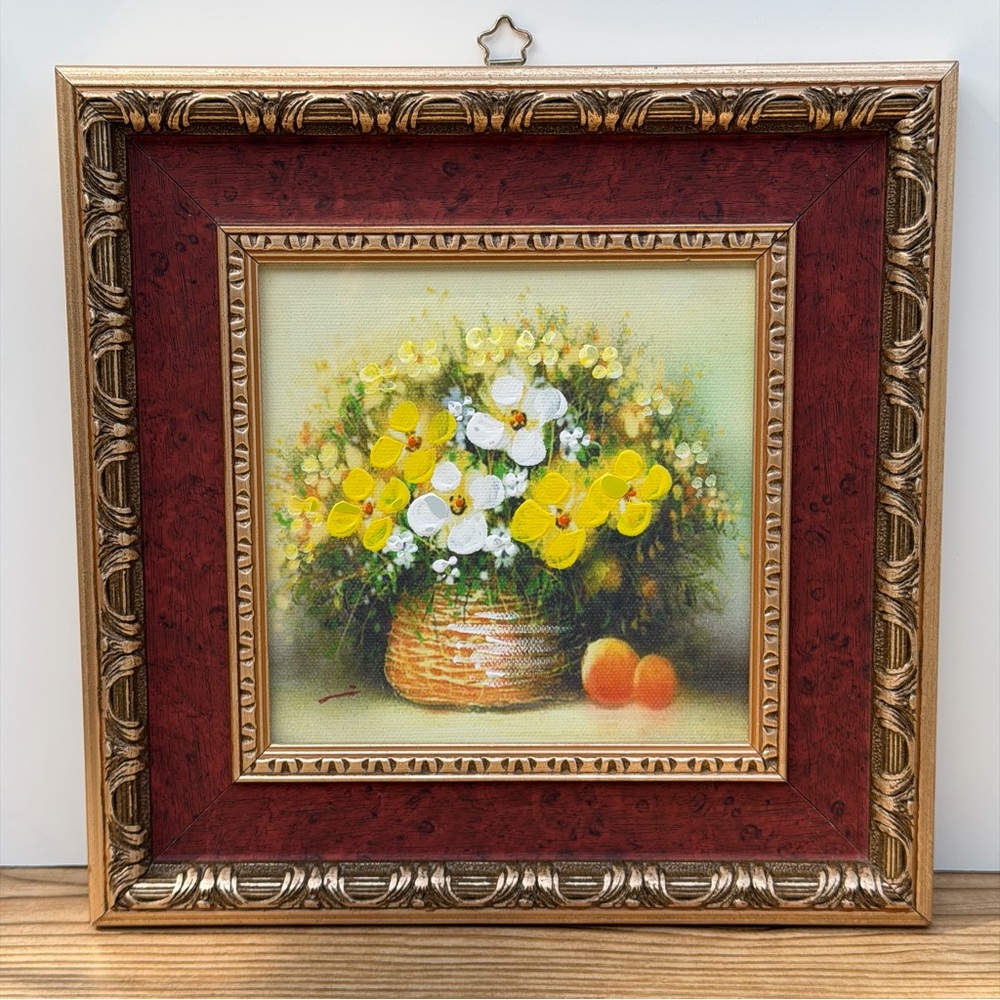Vintage Floral Flower Arrangement Oil Painting Framed Artwork